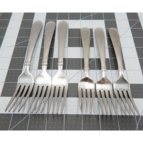 Towle Ariel Satin Dinner Salad Forks Living Collection Stainless China Lot of 6 - Picture 7 of 10